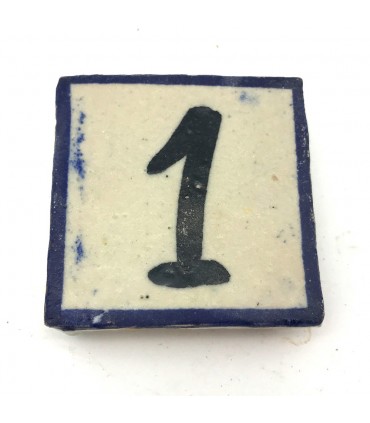 Números do Azulejo Azul - Feito à mão - 5 x 5 cm - Modelo Sarka