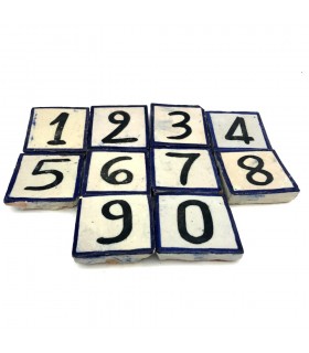 Números de Azulejo Azul -  Artesanal - 5 x 5 cm - Modelo Sarka