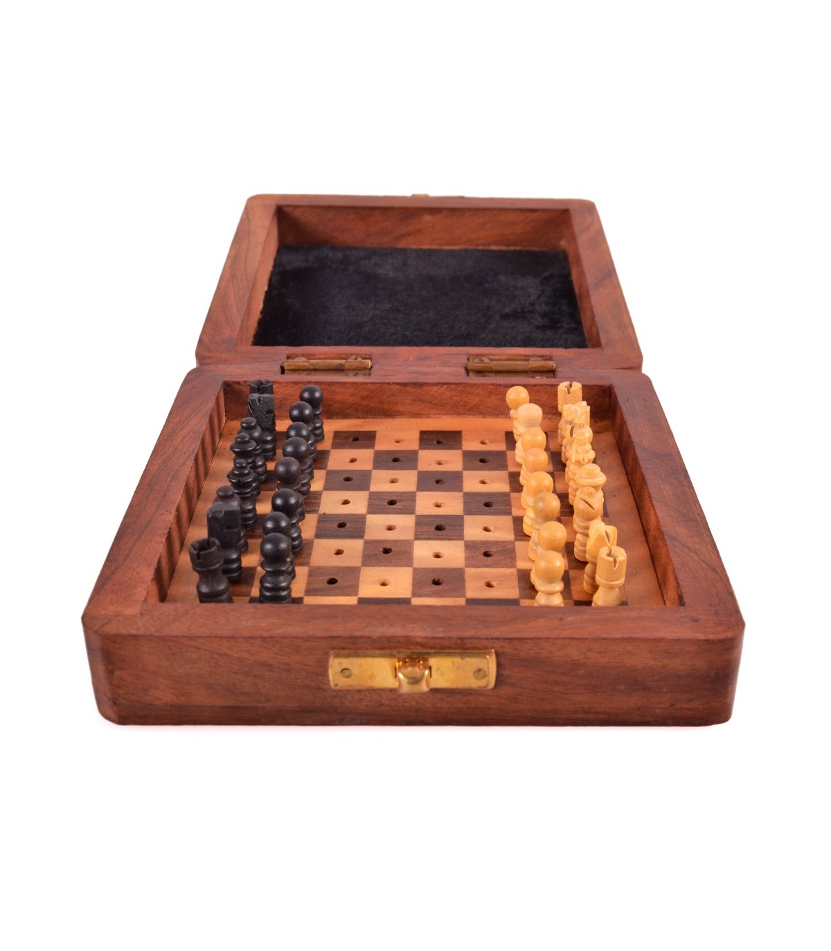 Juego De Ajedrez De Madera Pequeño | 32 Piezas De 13 Mm De Diámetro | Tablero De 12x10x3 Cm | Ideal Para Viajes Y Escuelas