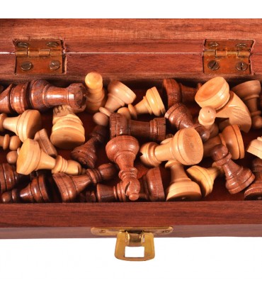 Échecs pliants en bois - Jetons faits à la main - Modèle Akla