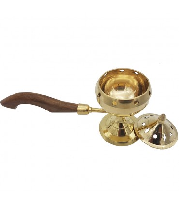 Incensario Bronce - Asa Madera - Modelo AHKAM