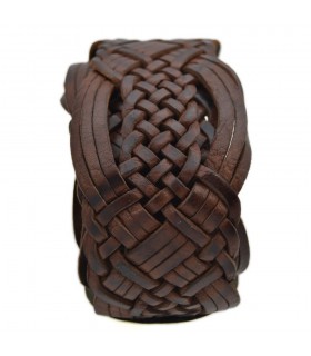 Cintura intrecciata in pelle con intarsio in osso - alpaca - 95 cm - modello Adham