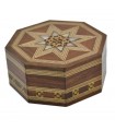 Scatola Ottagonale Intarsiata Siriana - Design Mosaico - Modello Al Raqa - 9 cm