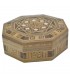 Boîte incrustée octogonale syrienne - Couvercle décoré géométrique - 15,5 cm
