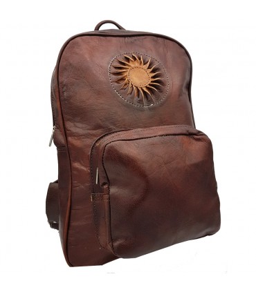 Leather Backpack - 3 Pockets - 100% Leather - Model SOL