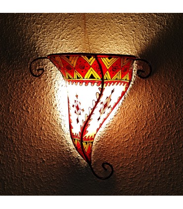 Natural Leather Wall Lamp - Painted with Henna - Model IBERIA