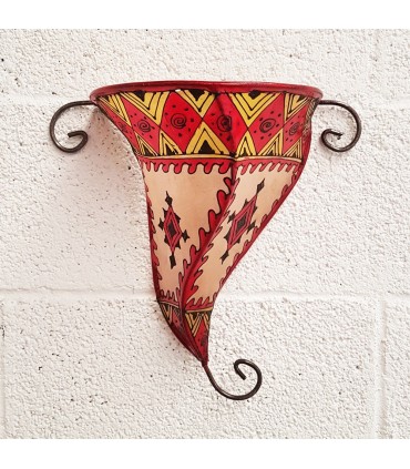 Natural Leather Wall Lamp - Painted with Henna - Model IBERIA