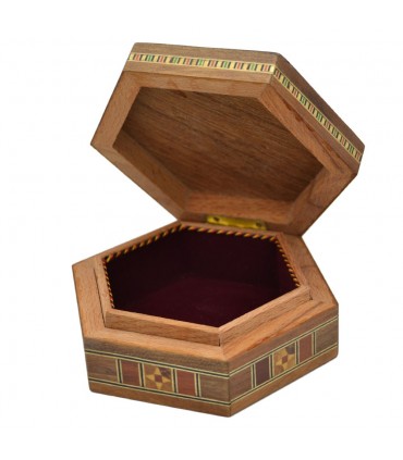 Caja Árabe Taracea Siria  Octogonal - Tapa Estrella 8 Puntas - 11.5 cm