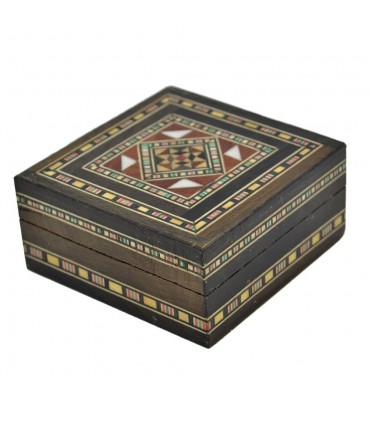 Scatola Tabernacolo arabo quadrato siriano - Coperchio decorato - 7,5 cm