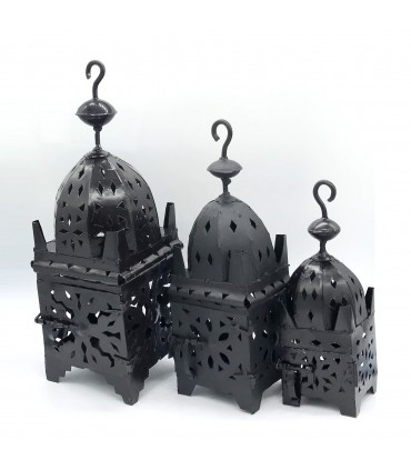 Set 3 Square Iron Lanterns for Candle - Ideal Gift