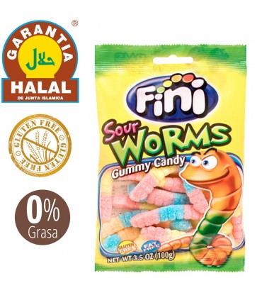 Worms - Bonbons sans gluten et halal - Sachet de bonbons 100 gr