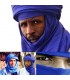 Lenço de algodão tuaregue - Azul marinho em 2 tons -Qualidade-220 cm