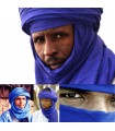 Lenço de algodão tuaregue - Azul marinho em 2 tons -Qualidade-220 cm