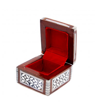 White Square Box - Perlmutt - Samt - ägyptisches Inlay