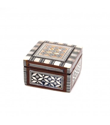White Square Box - Perlmutt - Samt - ägyptisches Inlay