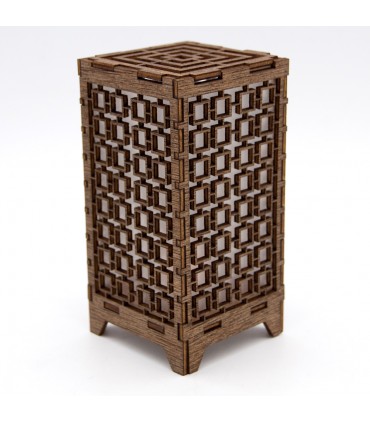 Wooden Candle Holder Candlestick Lantern Mini Geometric Openwork Design - Laser Cutting and Engraving - Led