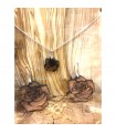 Set Pendente e Orecchini Rosa - Legno d'Olivo con Argento