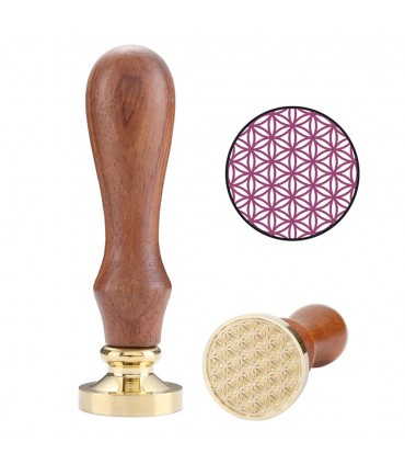 Selo de bronze com letras de medalhão, lacre de cera - Flor da Vida 2