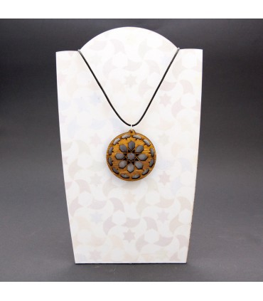 Openwork Olive Wood Pendant - Nasrid Alhambra Design