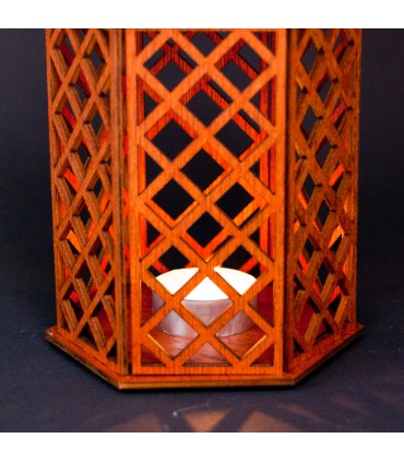 Geometric Wood Lantern - Sajara Model - 19 cm