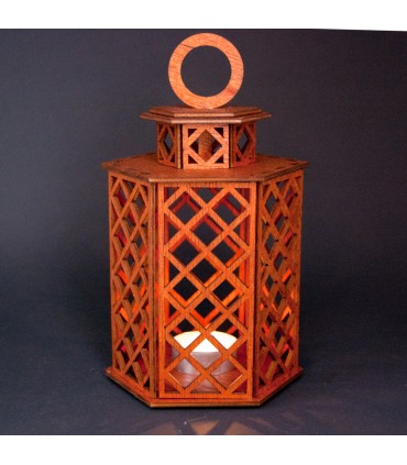 Farol Madera Geométrico - Modelo Sajara - 19 cm