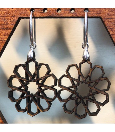 Boucles d'oreilles en bois d'olivier avec argent - Alhambra Design
