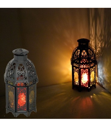Farol Octogonal - Multicolor  - Calado Arabe - 2 Puertas