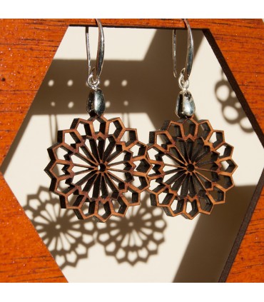 Pendientes Madera Olivo con Plata - Diseño Najma