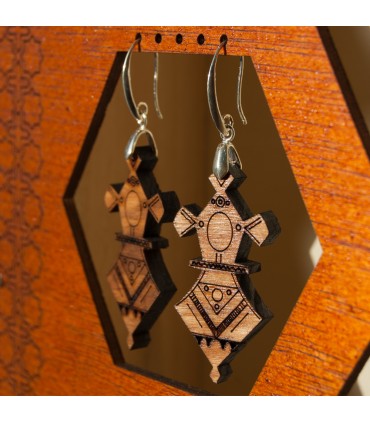Brincos Tuareg - Agadez Design - Madeira de Oliveira e Prata