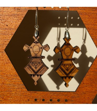 Boucles d'oreilles Touareg - Agadez Design - Bois d'olivier et argent