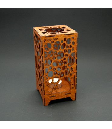 Wooden Lantern Candle Holder - Sahara Model - 19 cm
