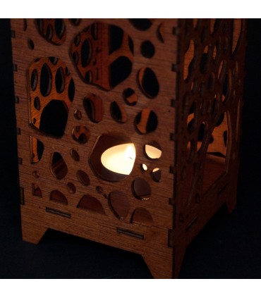 Wooden Lantern Candle Holder - Sahara Model - 19 cm