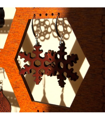 Engraved Leather Earrings - Silver Setting - Celch Model