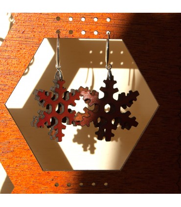 Engraved Leather Earrings - Silver Setting - Celch Model