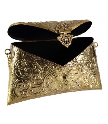 Brass Bag - Floral Relief - Handcrafted - Chain and Public Closure