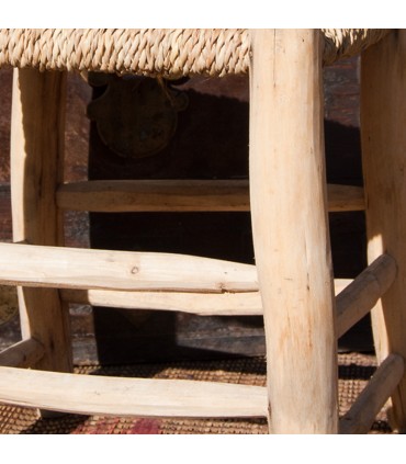 Artisan Esparto Wood Stool Marrocos