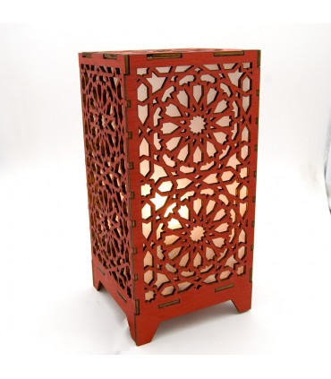 Lampe en bois rouge Alkauzar - Alhambra Mosaic Design