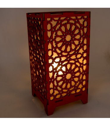 Lampe en bois rouge Alkauzar - Alhambra Mosaic Design