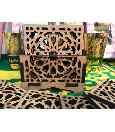Set 6 arabische Gitteruntersetzer - Holz - Alhambra Modell