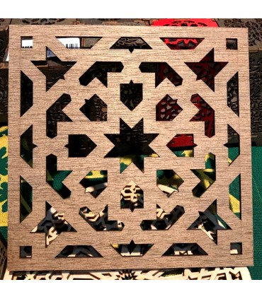 Wooden Trivet with Arabic Lattice - 20x20 cm - Murabba Model