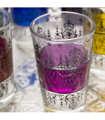 Set of 6 Engraved Tea Glasses - Embossed Floral Design - ZAHARA Model