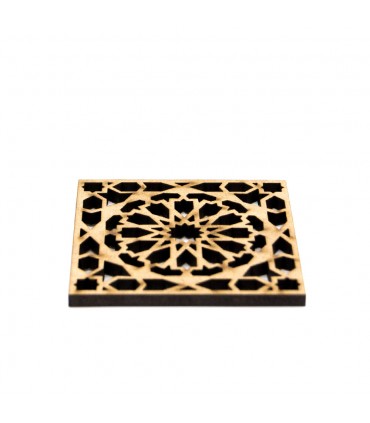 Conjunto 6 Bases para Copos Celosía Arabe - Madeira - Modelo Alhambra