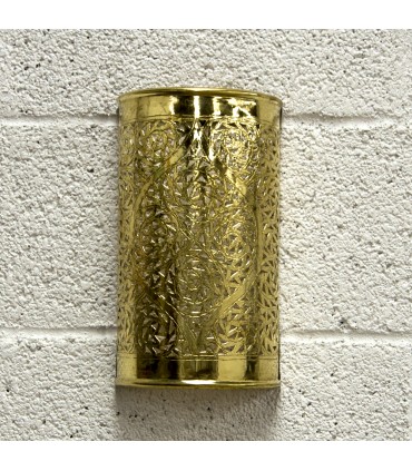 Arabic Cylinder Wall Lamp - Golden Brass - Qatara Model
