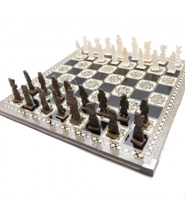 eingelegter Schachknochen geschnitztes handgefertigtes Schach