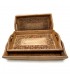 Set of 3 Carved Wood Trays Floral Design - Alsawani Model