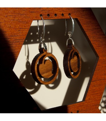 Olive Wood Earrings with Silver - Warka Design