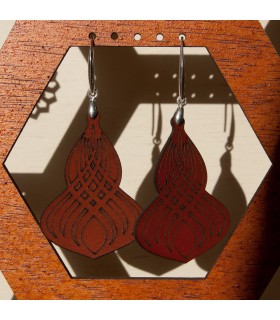 Leather Earrings - Misbah Model - Silver Setting