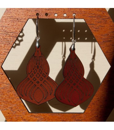 Leather Earrings - Misbah Model - Silver Setting